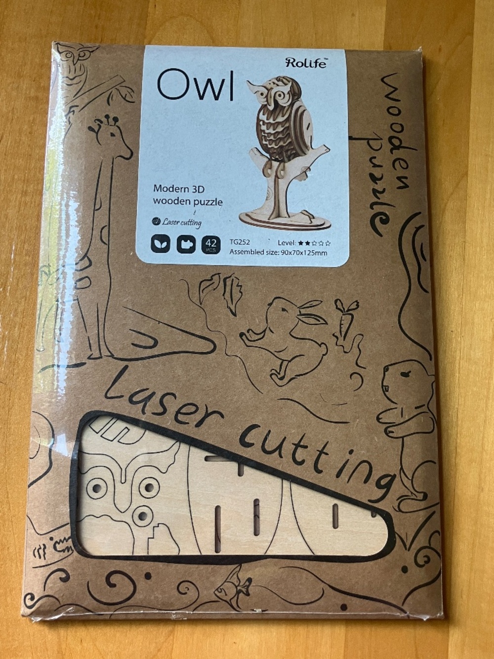 Rolife Owl 3D Wooden Puzzle Kit TG252 – 42 Pieces – New Sealed